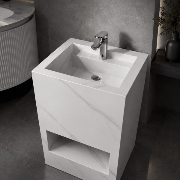 Marble Cube Pedestal Wash Basin