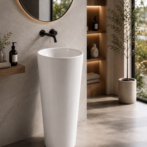 Cone Porcelain Pedestal Basin