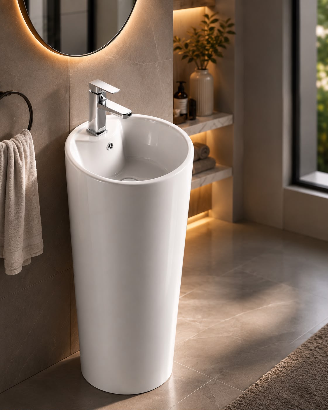 Cylinder Porcelain Pedestal Basin Cylinder Porcelain Pedestal Basin