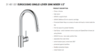 Eurocosmo Single-Lever Sink Mixer 1/2"
