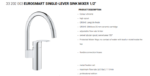 Eurosmart Single-Lever Sink Mixer 1/2"