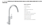 GROHE Blue Pure BauCurve 3 in 1 Sink Mixer with Filter Function
