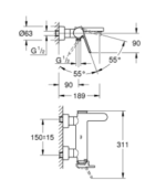 GROHE Plus Single-lever Bath Mixer 1/2"