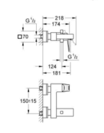 Eurocube Single-lever Bath Mixer 1/2"