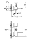 Eurocube Joy Single-lever Bath Mixer 1/2"