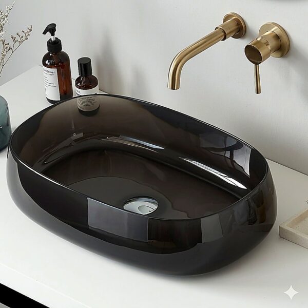 Transparent Wash Basin · Black Oval