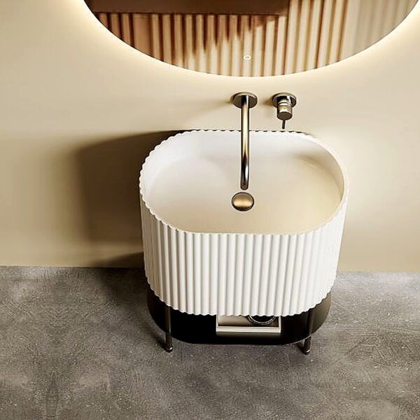 Fluted Solid Surface Pedestal Sink