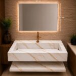White Marble Floating Vanity 80x60 cm