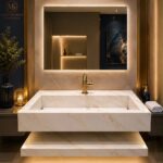 Luxury Marble Vanity with Gold Faucet