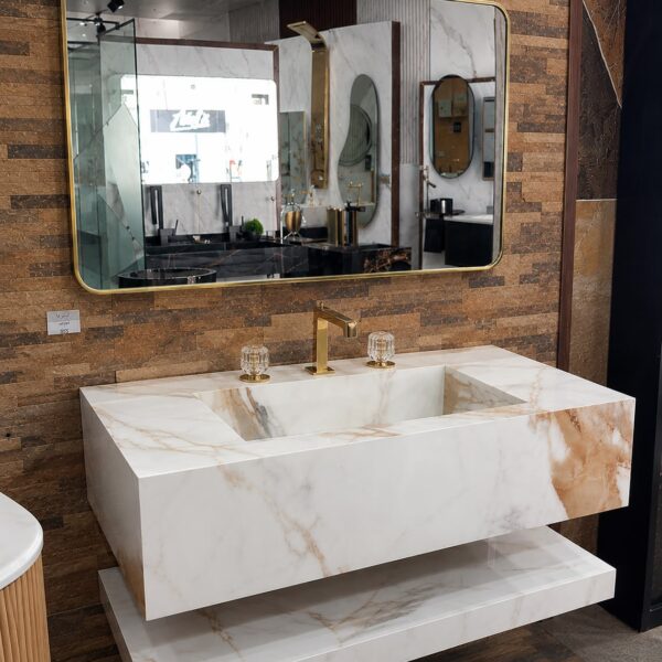 White Marble Floating Vanity