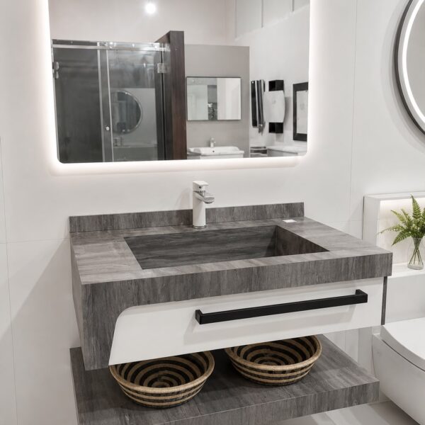 Grey Marble Floating Vanity