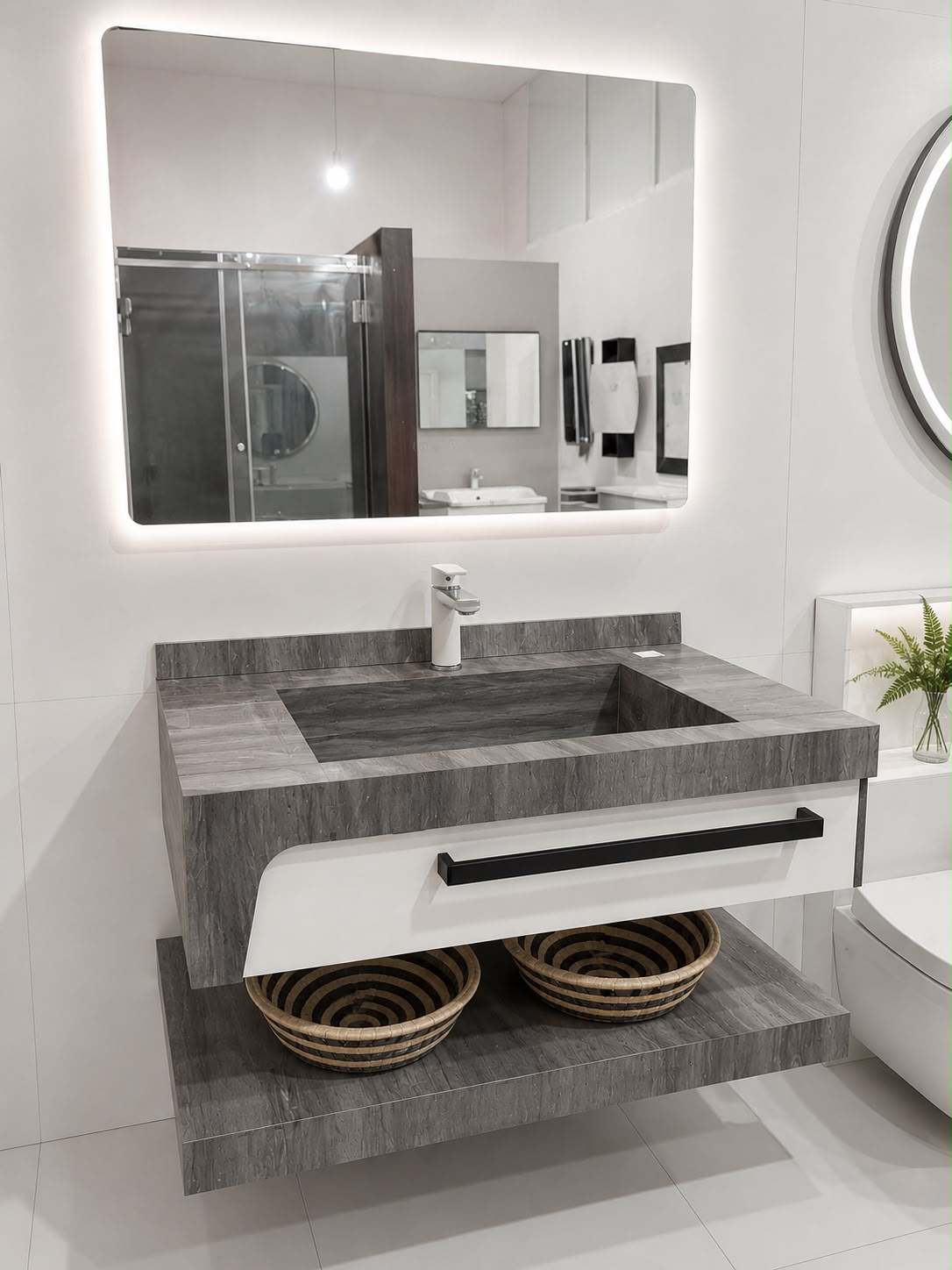 Grey Marble Floating Vanity Grey Marble Floating Vanity