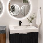 Black Fluted Floating Vanity