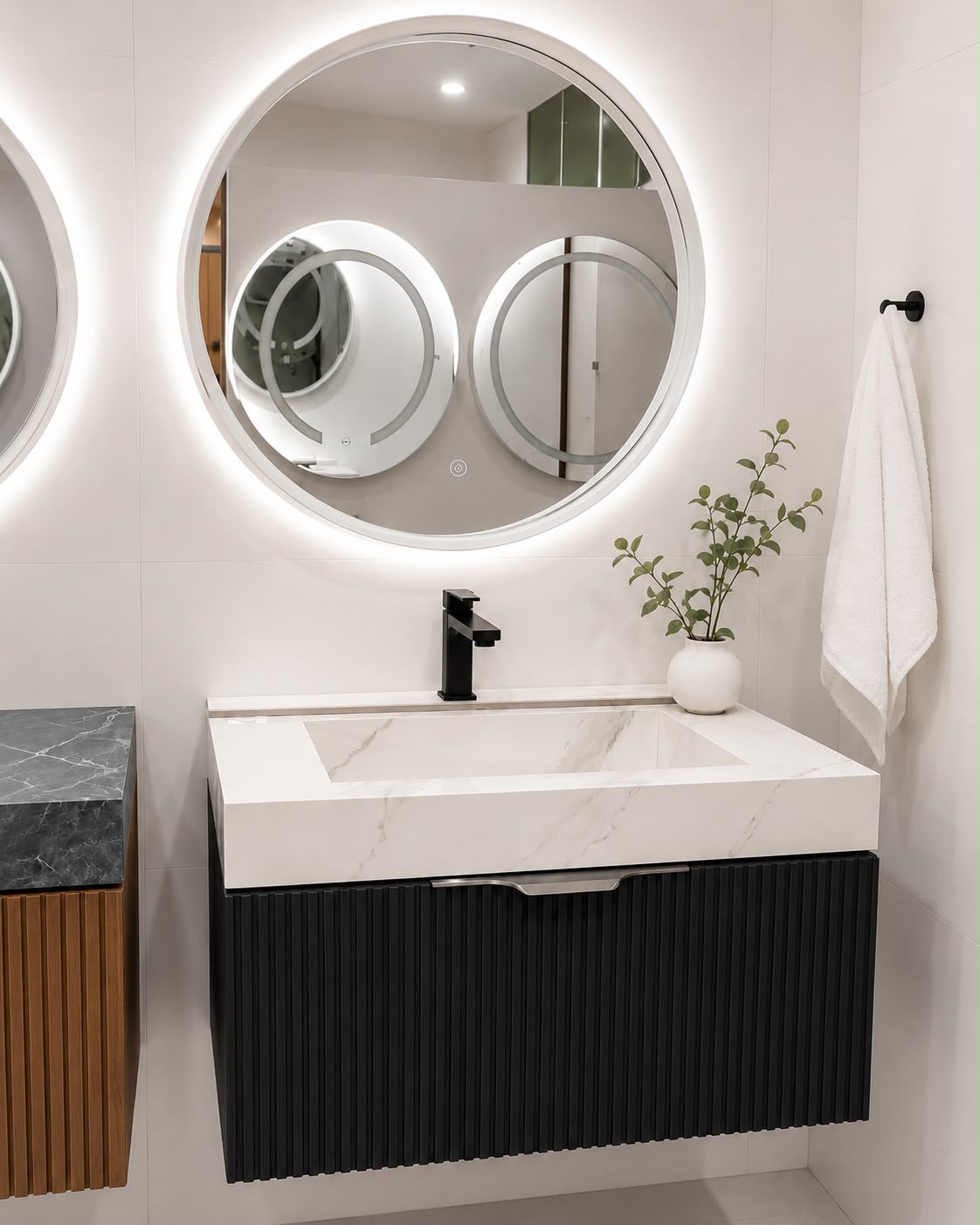 Black Fluted Floating Vanity Black Fluted Floating Vanity