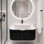 Curved Black Floating Vanity