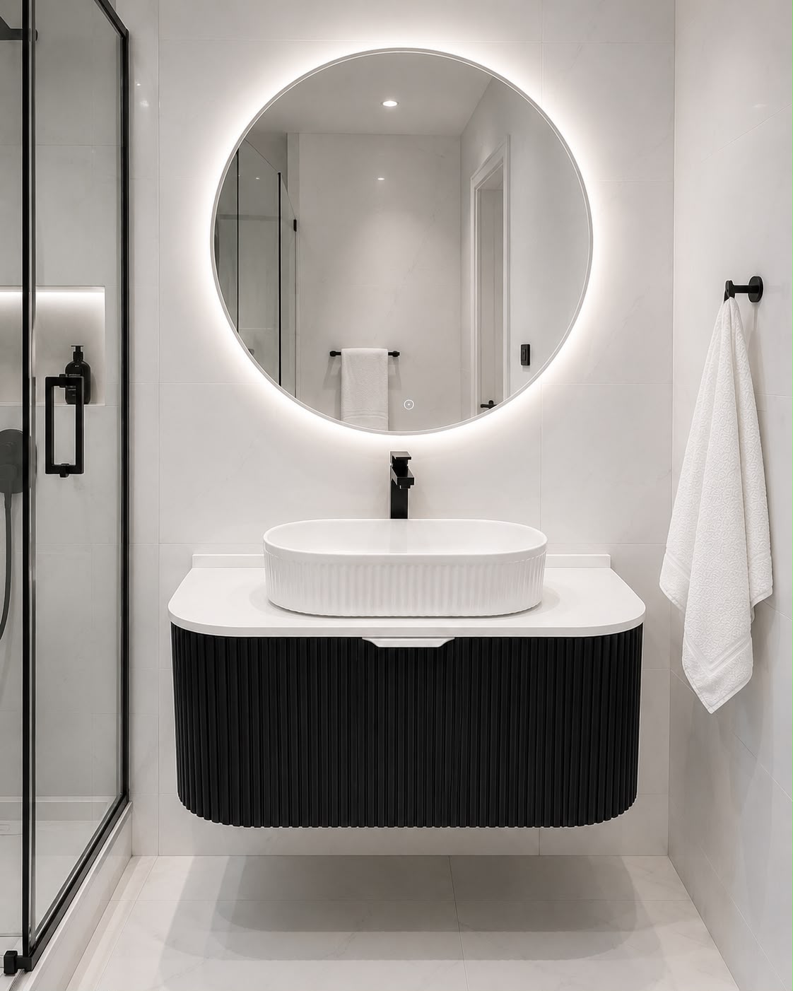 Curved Black Floating Vanity Curved Black Floating Vanity