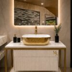 Luxury Gold Basin Vanity with Illuminated Mirror