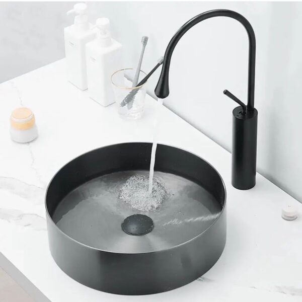 Black Round Stainless Basin