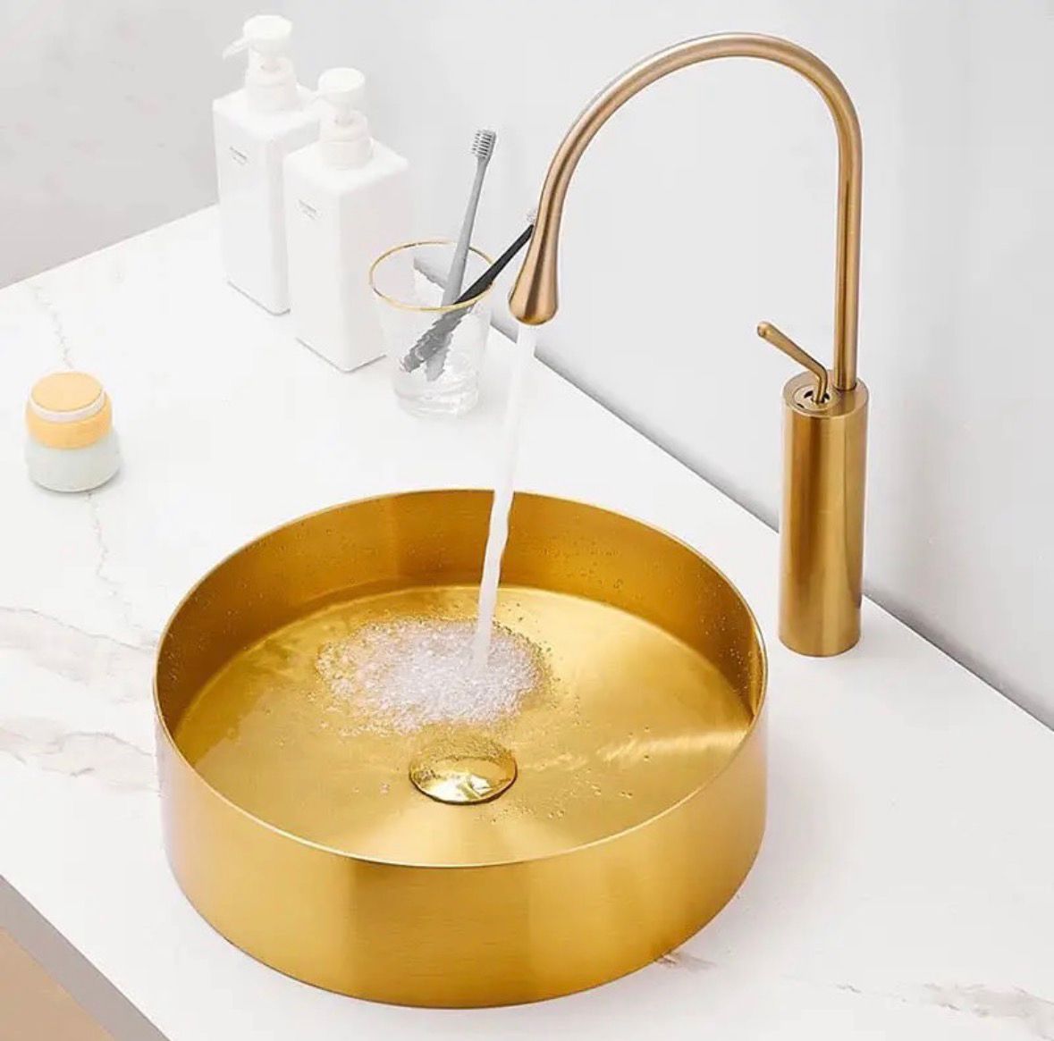 Gold Round Stainless Basin Gold Round Stainless Basin