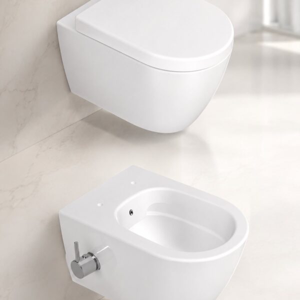 Square Wall Hung WC & Bidet