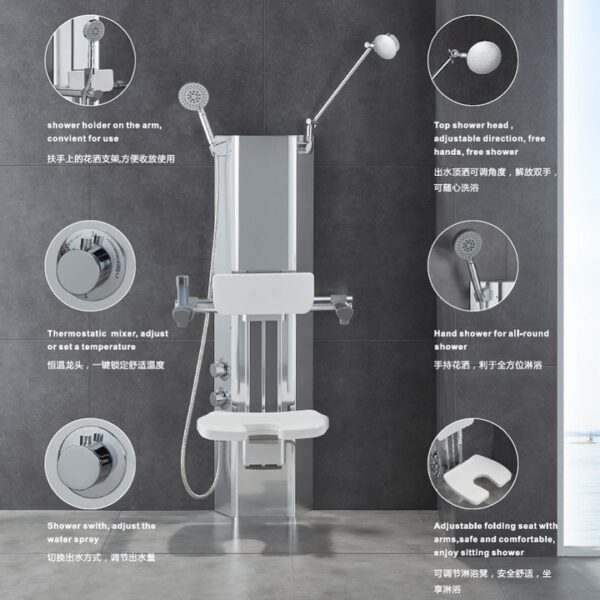 Multifunctional Shower Panel with Thermostatic Mixer