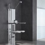 Wall-Mounted Shower Panel with Foldable Seat