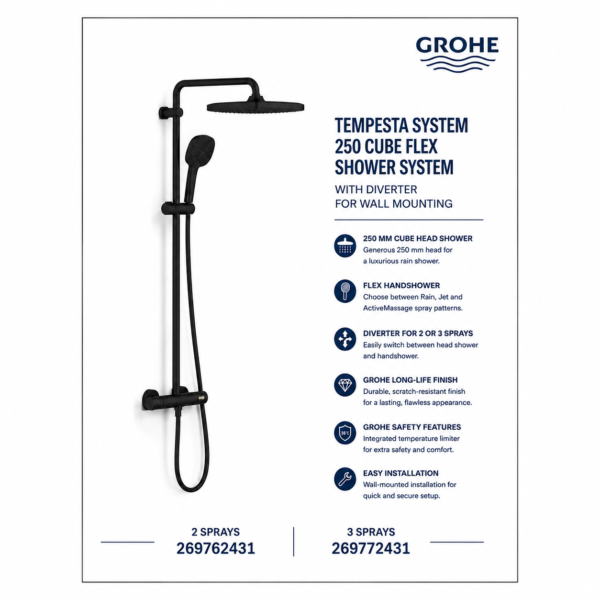 Tempesta System 250 Cube Flex Shower System