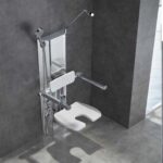 Wall-Mounted Shower Seat with Adjustable Armrests