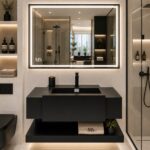 Stone Vanity 80*50  With Black Frame Miror 120*60