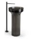 Smoked glass freestanding basin with fluted resin base